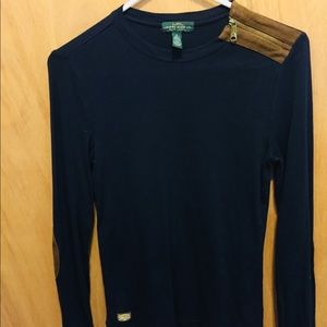 Ralph Lauren Navy Long Sleeve with Elbow Patches